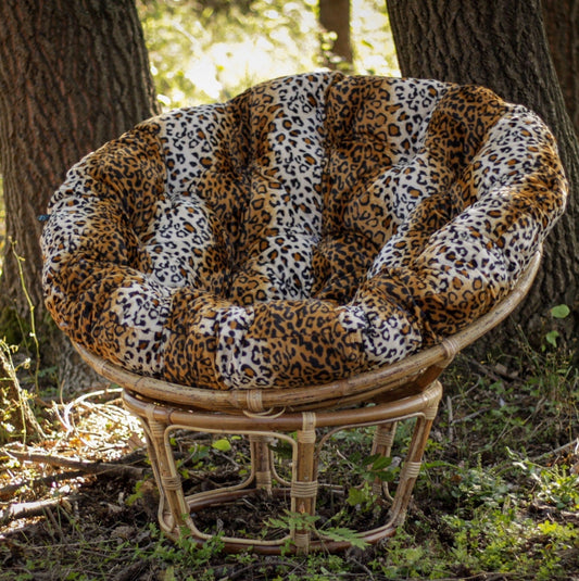 Round Papasan Cushion ONLY | Hammock Seating Cushion Rocker Chair Pads for Hanging Egg Chair Folding| Overstuffed Round Pillow leopard print
