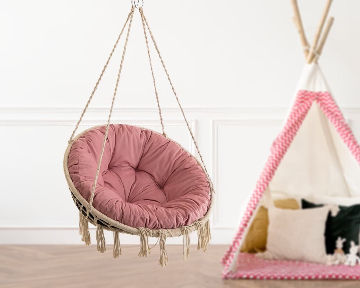 Velvet round Pillow for Macrame Hanging Chair | Velvet Cushion for hanging chair | Boho Scandinavian style pillow | Pillow for swing chair