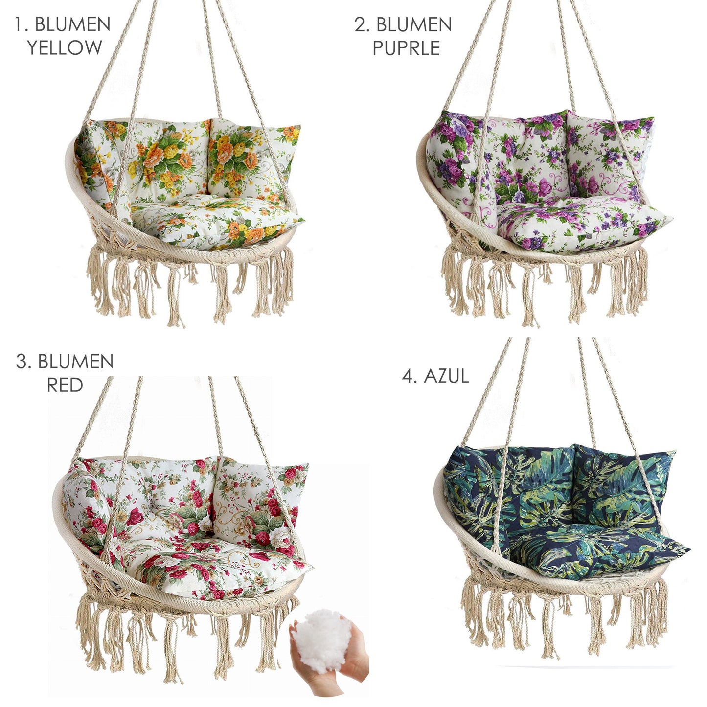 Floral Pillow for Macrame Hanging Chair |  Cushion for hanging chair | Boho Scandinavian style pillow | Pillow for swing chair