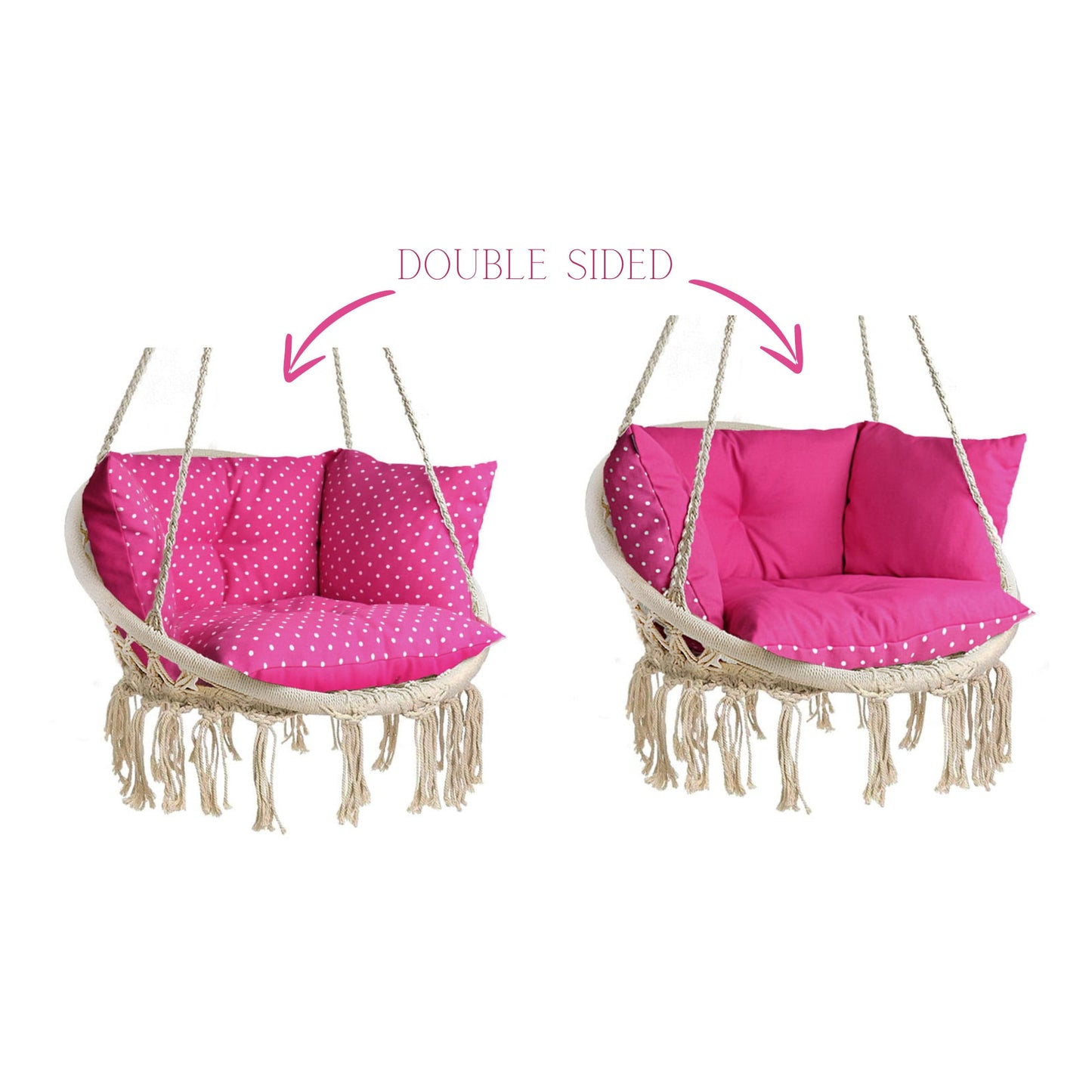 Double Sided Dots Pillow for Macrame Hanging Chair |  Cushion for hanging chair | Boho Scandinavian style pillow | Pillow for swing chair