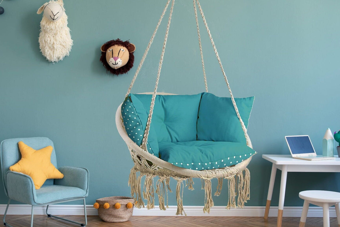 Double Sided Dots Pillow for Macrame Hanging Chair |  Cushion for hanging chair | Boho Scandinavian style pillow | Pillow for swing chair
