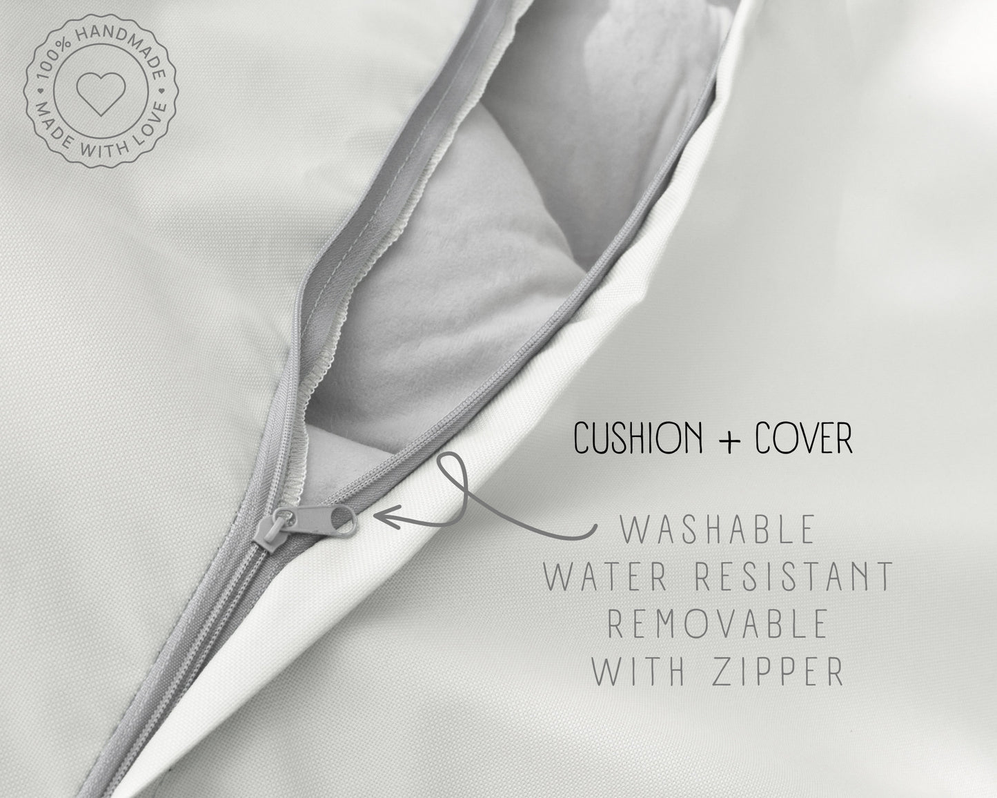 Custom Sizes Round Cushion + Cover for Rattan Papasan Chair | Washable Pillowcase | Round Floor decorative White Large Pad Cushion & Cover